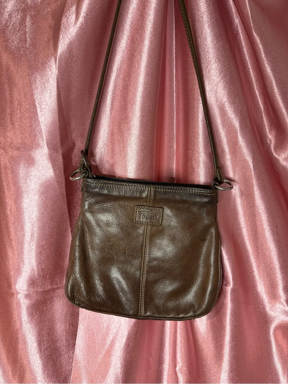Fossil Dark Brown Leather Crossbody Bag